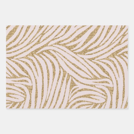 Blush Pink Gold Glitzer Zebra Birthday Geschenkpapier Set (Vorderseite)