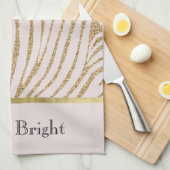 Blush Pink Gold Glitzer Zebra Geschirrtuch (Viertel Falte)