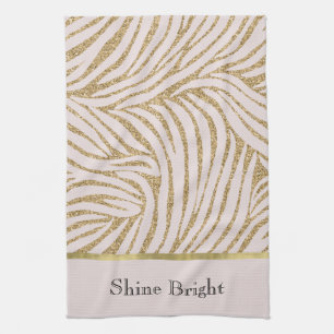 Blush Pink Gold Glitzer Zebra Geschirrtuch