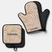 Blush Pink Gold Glitzer Zebra Ofenhandschuh & Topflappen-Set (Vorderseite/Rückseite)
