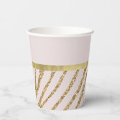 Blush Pink Gold Glitzer Zebra Pappbecher (Rückseite)