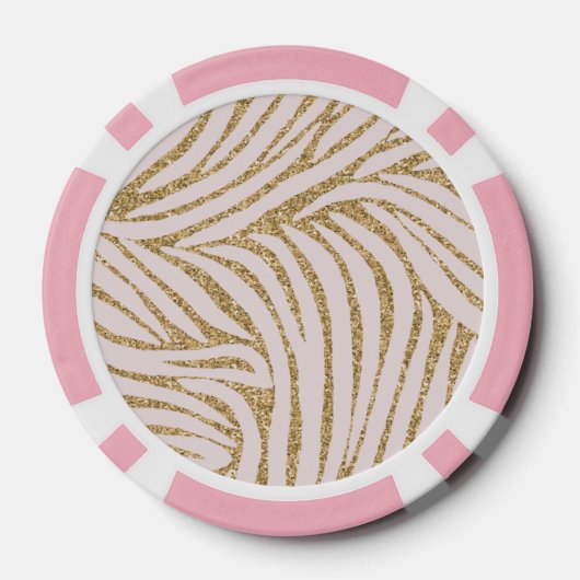 Blush Pink Gold Glitzer Zebra Pokerchips (Rückseite)