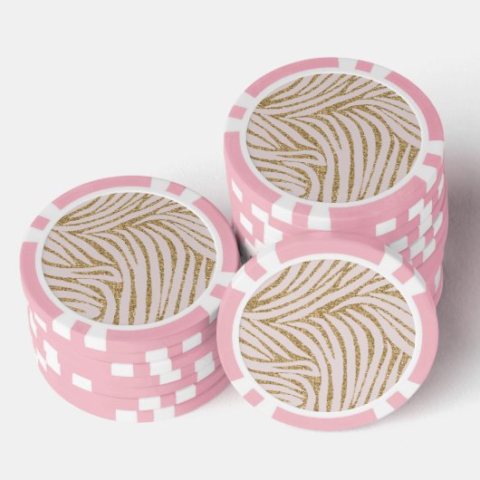 Blush Pink Gold Glitzer Zebra Pokerchips (Stapel)