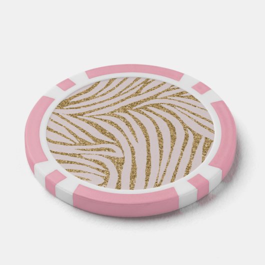 Blush Pink Gold Glitzer Zebra Pokerchips (Einzeln)