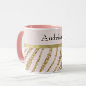 Blush Pink Gold Glitzer Zebra Tasse (Vorderseite Links)