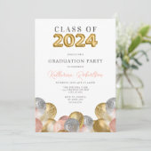Blush Pink Gold Graduation Party Einladung (Stehend Vorderseite)