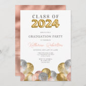 Blush Pink Gold Graduation Party Einladung (Vorne/Hinten)