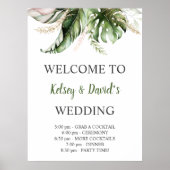 Blush Pink Gold Greenerity Wedding Welcome Poster (Vorne)