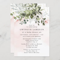 Blush Pink Gold Greenery Dusty Blue Baby Dusche