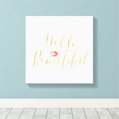 Blush Pink Gold Hallo Schöne Lippen Leinwanddruck (Insitu (Holzboden))