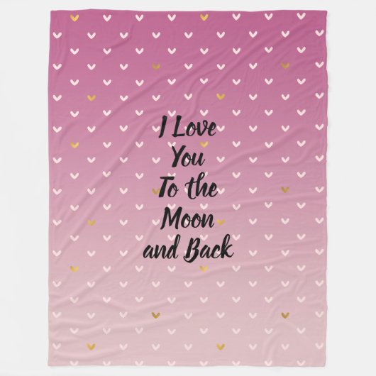 Blush Pink Gold Hearts Ombre Fleecedecke (Vorderseite)