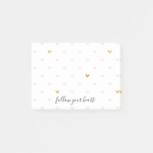 Blush Pink Gold Hearts Post-it Klebezettel