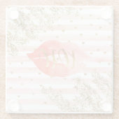 Blush Pink Gold Hearts XOXO Glitzer Lips Glasuntersetzer (Rückseite)