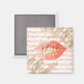 Blush Pink Gold Hearts XOXO Glitzer Lips Magnet (Vorderseite/Rückseite)