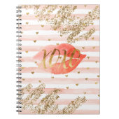 Blush Pink Gold Hearts XOXO Glitzer Lips Notizblock (Vorderseite)