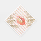 Blush Pink Gold Hearts XOXO Glitzer Lips Serviette (Ecke)