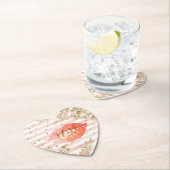 Blush Pink Gold Hearts XOXO Glitzer Lips Untersetzer (Vor Ort)