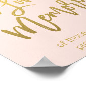 Blush Pink Gold Imitate Glitzer Wedding Memorial S Poster (Ecke)