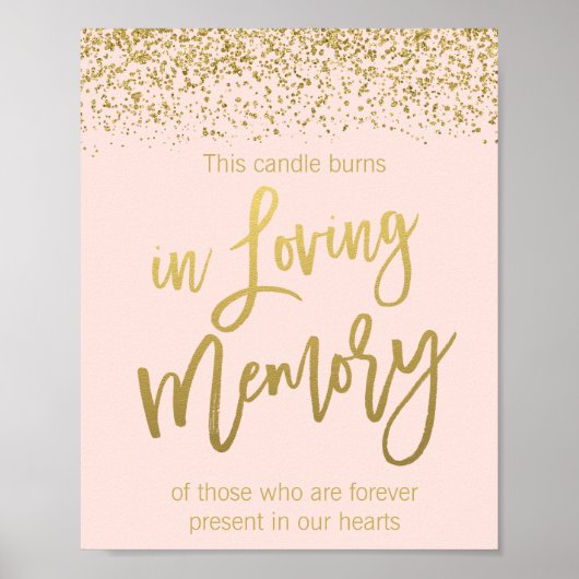 Blush Pink Gold Imitate Glitzer Wedding Memorial S Poster (Vorne)