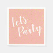 Blush Pink Gold Imitats Fossilien Confetti Geburts Serviette (Vorderseite)