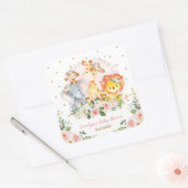 Blush Pink Gold Jungle Tiere Aquarellfarben Quadratischer Aufkleber (Umschlag)