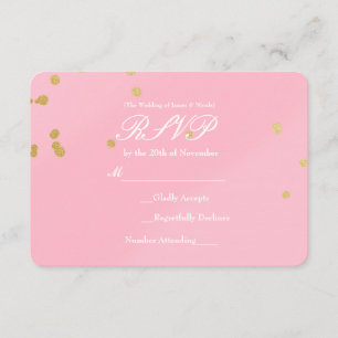 Blush Pink & Gold Konfetti-RSVP-Karte Einladung