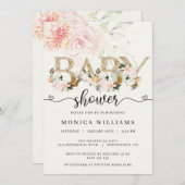 Blush Pink & Gold Lace Girl Baby Shower Einladung (Vorne/Hinten)