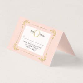 Blush Pink Gold Laurel Leaf Wreath Platzkarte