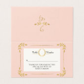 Blush Pink Gold Laurel Leaf Wreath Platzkarte (Außenseite Aufgefaltet)