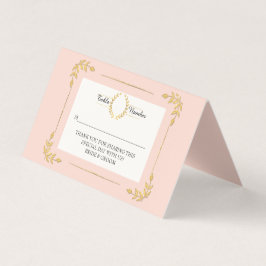 Blush Pink Gold Laurel Leaf Wreath Platzkarte