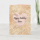 Blush Pink Gold Leopard Herz Karte (Vorderseite)