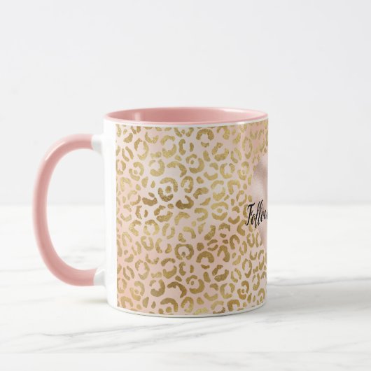 Blush Pink Gold Leopard Herz Tasse (Links)