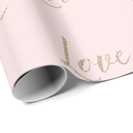 Blush Pink Gold Luxe Glitzer Liebe Geschenkpapier (Rolleneckpunkt)