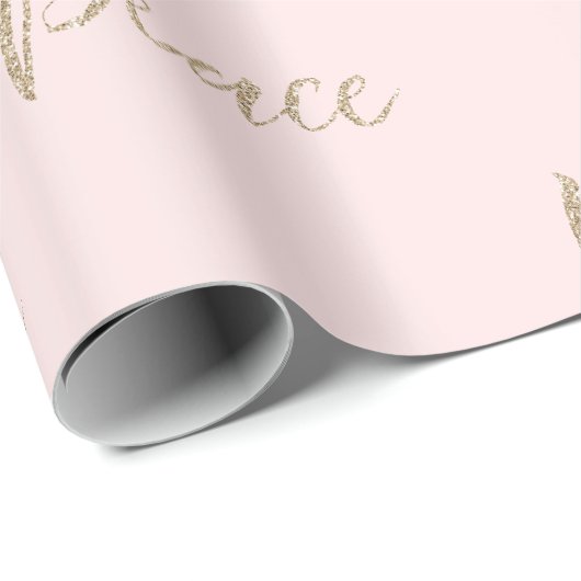 Blush Pink Gold Luxe Glitzer Peace Geschenkpapier (Rolleneckpunkt)