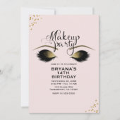 Blush Pink Gold Makeup Eyelashes Party Event Einladung (Vorderseite)