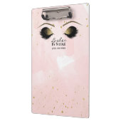 Blush Pink & Gold Makeuyes Lashes Personalisiert Klemmbrett (Links)