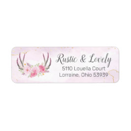 Blush Pink Gold Marmor Rustikale Blumen Antler Chi