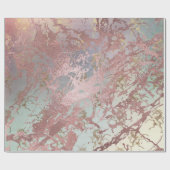 Blush Pink Gold Marmor Shiny Fairly Aqua Einhorn Geschenkpapier (Flach)