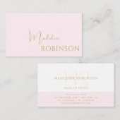 Blush Pink Gold Minimalistisch Elegantes Script Visitenkarte (Vorne/Hinten)