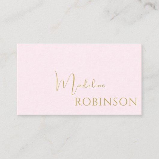 Blush Pink Gold Minimalistisch Elegantes Script Visitenkarte (Vorderseite)