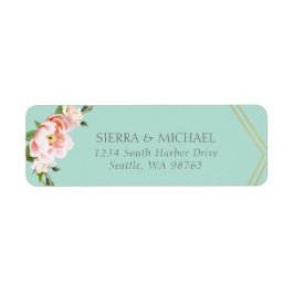 Blush Pink Gold Mint Green Wedding Rücksendeadress