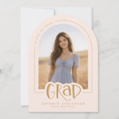 Blush Pink Gold Modern 5 Photo Grad Announcement Einladung (Vorderseite)