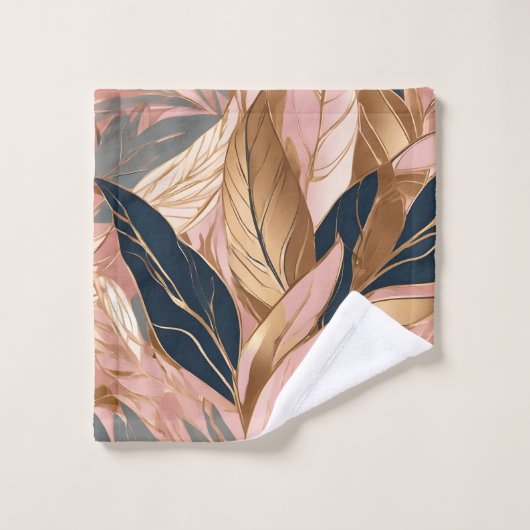 Blush Pink Gold Moderne Boho Blätter Collection Badhandtuch Set (Waschlappen)