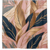 Blush Pink Gold Moderne Boho Blätter Collection Duschvorhang (Vorderseite)