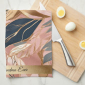 Blush Pink Gold Moderne Boho Blätter Collection Geschirrtuch (Viertel Falte)