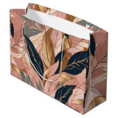 Blush Pink Gold Moderne Boho Blätter Collection Große Geschenktüte (Rückseite Schrägansicht)