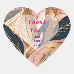 Blush Pink Gold Moderne Boho Blätter Collection Herz-Aufkleber