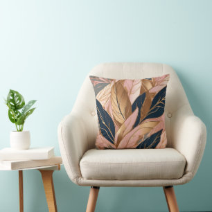 Blush Pink Gold Moderne Boho Blätter Collection Kissen