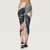 Blush Pink Gold Moderne Boho Blätter Collection Leggings (Rückseite)