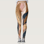 Blush Pink Gold Moderne Boho Blätter Collection Leggings (Vorderseite)